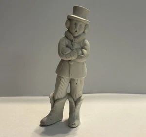 Vtg Christmas Caroler White Bisque Figurine Ready to Paint Ceramic Atlantic Mold - Picture 1 of 13