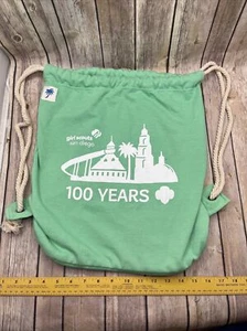Girl Scouts Celebrating 100 Years San Diego Green Rope Drawstring Backpack Bag * - Picture 1 of 13
