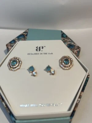Bomb Party March 2024 Birthday Earrings ‘Beautiful  Moments’ LC Aquamarine RG Pl - Image 1 of 3