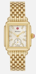 Michele MWW06V000004 Deco Mid Diamond Dial Gold Tone 29 mm Quartz Women's Watch - Picture 1 of 1