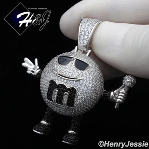 MASSIVER 925 STERLINGSILBER EISIGER BLING CZ 3D MM SÜSSIGKEITENSPENDER ANHÄNGER FÜR HERREN * SP248 - Bild 1 von 5