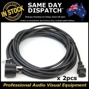 2x 10 Metre Piggyback to IEC Plug Power Cable Lead Cord Jug Black Piggy Back 10M - Picture 1 of 6