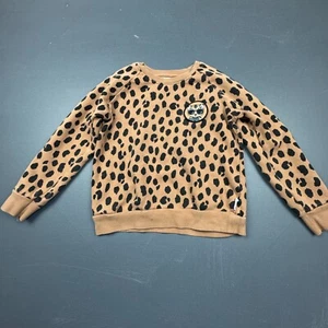 Hux Kids Girls Animal Print Sweatshirt Size 8 Brown Leopard Crewneck Pullover - Picture 1 of 12