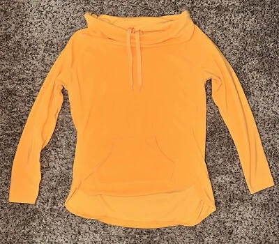 Pulôver feminino City Streets laranja neon lã capuz cordão pescoço tamanho G - Imagem 1 de 4