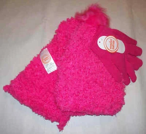 Wonder Nation Girl’s 3 Piece Fashion Set-Hat,Gloves & Scarf "Fuchsia Burst"-S2+ - Picture 1 of 1