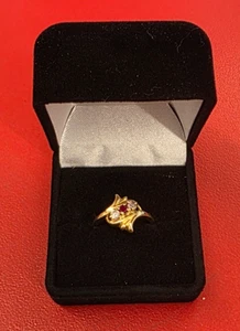 Anillo de oro amarillo de 10k para mujer talla 5,5 con 3 piedras de colores ~ 3,0 g/1,95 dwt - Imagen 1 de 9