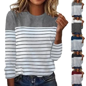 O-Neck Female Pullover Polyester T-Shirt Long Sleeves Lightweight Stretcher - Picture 1 of 18