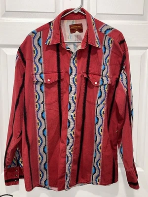 VTG 90s Rustler Pearl Snap Long-Sleeve Shirt Men Size XL Aztec Southwestern - Image 1 of 4