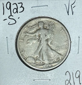1923-S WALKING LIBERTY SILVER HALF DOLLAR~ VF ~NICE COIN~ - Picture 1 of 2