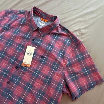 Nuevo con etiquetas Dockers Supreme Flex manga corta abotonada para hombre XL cuadros NUEVO $60 Foto 1 de 4