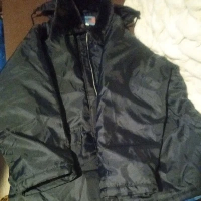 Classic custom Storm-Plus Poplin Coat Mens Blue  Faux Fur Collar Heavy Lined - Image 1 of 4