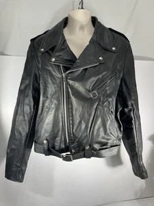 Vintage Brooks Motorrad Lederjacke Herren 46 Talon Reißverschluss Biker USA Made - Bild 1 von 7