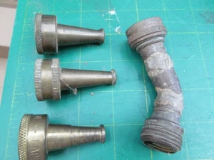 Vtg 3 Fixed Brass Garden Hose Nozzle Architectural Salvage + Elbow - Picture 1 of 2