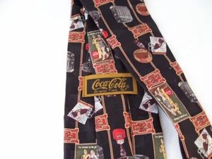 Coca-Cola Vintage Signs Ads Cans Bottles Tie Men's Novelty Silk Necktie Coke USA - Picture 1 of 2