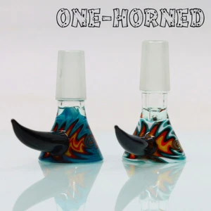 2025 New 2x One-Horn Wigwag Handmade Glass Bowl 14mm joint High Quality Gift - Picture 1 of 4