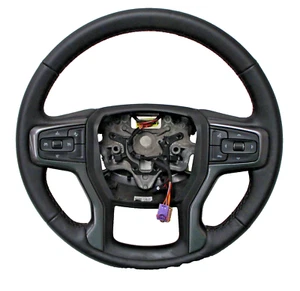 OEM 19-23 Chevy Silverado Tahoe Suburban GMC Leather Black Gray Steering Wheel - Picture 1 of 4
