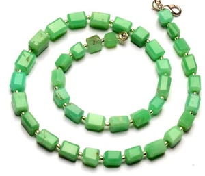 Collar de 16" con cuentas facetadas en forma de pepita de 6 a 10 mm de piedras preciosas de crisoprasa natural - Imagen 1 de 8