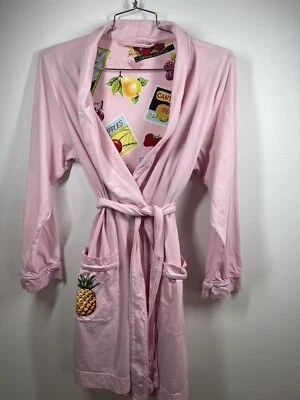 Nick and Nora Robe Women's SZ S/M Pink With Farm Fresh Fruit Lining * Flaw* - Image 1 of 4