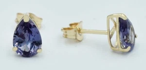 LAB CREATED 1.48 Cts ALEXANDRITE STUD EARRINGS SOLID 14k YELLOW GOLD - NWT - Picture 1 of 3