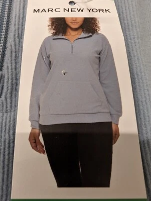 Andrew Marc New York Pullover Acanalado Anorak Cuarto Cremallera Azul Mujer M o XL Foto 1 de 4