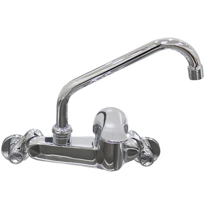 YooGyy Commercial Kitchen Wall Mount Single Handle Hot & Cold Faucet, Chrome  - Image 1 of 4