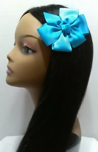 5 pcs blue girl hair clip pin bow Barrette kids girl handmade 5pcs hair bow - Picture 1 of 3