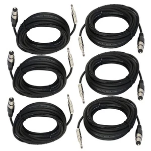 6 Stück 15 Fuß Stecker XLR-Kabel Viertel Zoll Stereo auf 3-Pin XLR Gitarrenbuchse Kabel - Bild 1 von 16