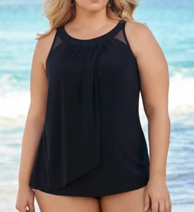 MIRACLESUIT BLACK ILLUSIONISTS URSULA TANKINI TOP BOTTOMS SWIMSUIT 2 PC SET 20W - Picture 1 of 14