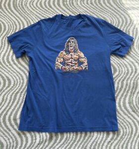Vintage Ultimate Warrior T-Shirt Blue Tagless Large WWF WWE WCW