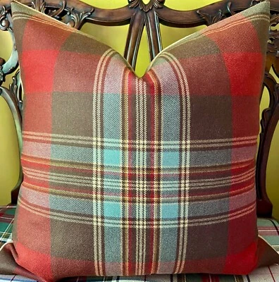 Travesseiro masculino Ralph Lauren WALKER TARTAN original 100% lã 306USD/yd Tartan - Imagem 1 de 4