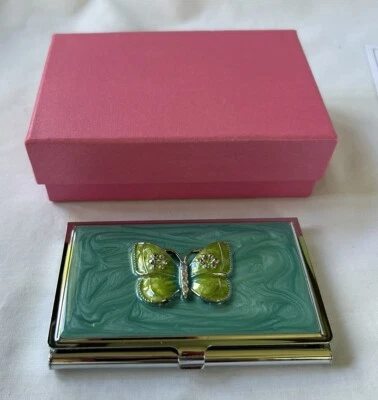 Enamel Butterfly Silver Tone Metal Card Case...Gift Nordstrom -- NIB - Image 1 of 4