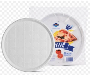 320PZ  PIATTO PIZZA PLASTICA BIANCO PEZZI 20 USA E GETTA - MONOUSO  PUB PIZZERIE - Foto 1 di 1
