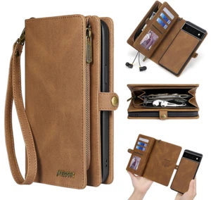Women Leather Zipper Card Removable Detachable Wallet Wrist Strap Phone Case - Picture 1 of 23