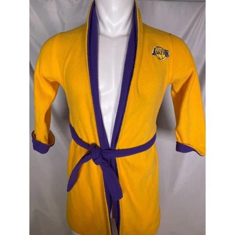 Los Angeles Lakers NBA Gold Full Length Loungewear Belted Bath Robe Kids Size 4 Cover