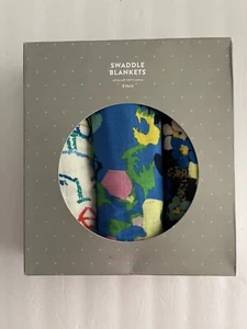 Nordstrom Swaddle Baby Blanket Boxed Set of 3 Cotton Multicolor New Sealed - Picture 1 of 2