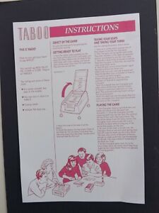 TABOO Game, MB Games1990, Spare Parts, RULES