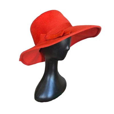 Vintage 1960s Bloomingdales NWT Glenover Henry Pollak Red-Orange Floppy Hat - Image 1 of 4