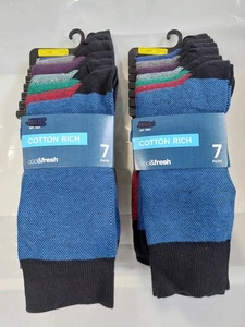 14 Pairs M&S Men's Multi Coloured Cotton Rich Socks Size UK 8-9.5 EU 42-44 - Picture 1 of 6