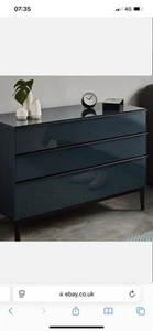 Made.com - Silas - Solid 2x Bedside Tables & Chest of Drawers, Blue Glass - Picture 1 of 13
