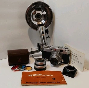Vintage 1958 Petri 35mm Camera Color Corrected Super 2.8 w/Manual & Accessories - Picture 1 of 23
