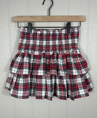 NUEVO CON ETIQUETAS Falda Janie and Jack Talla 8 Roja a Cuadros Volantes en Capas Cintura Elástica Preppy Foto 1 de 4