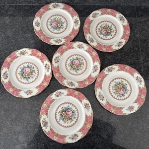 Royal Albert Lady Carlyle Pink 6 Salad 20cm Plates NEW - Picture 1 of 17