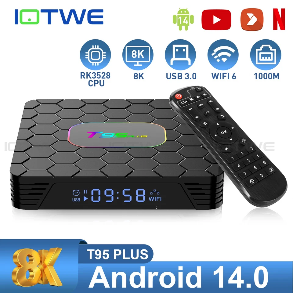 2025 Smart TV BOX Android 14 Dual WIFI Netzwerk Media Player BT5.0 32/64/128GB - Bild 1 von 4