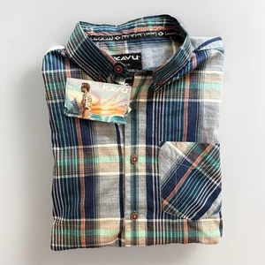 Camisa KAVU Para Hombre Mediana Manga Corta Abotonada Nueva Con Etiquetas Solsticio Marea Lunar Nueva Con Etiquetas - Imagen 1 de 13