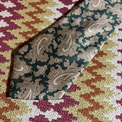 Christian Dior Mens Tie Necktie Green Paisley All Silk Made In USA Woven Italy - Image 1 of 4