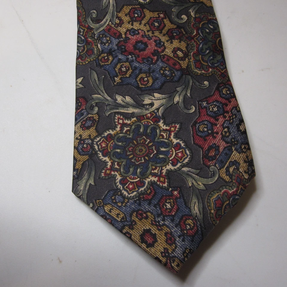 Impresionante corbata formal Robert Stock para hombre 56"Lx3,75"W marrón/azul marino corbata de cuello EXCELENTE Foto 1 de 4