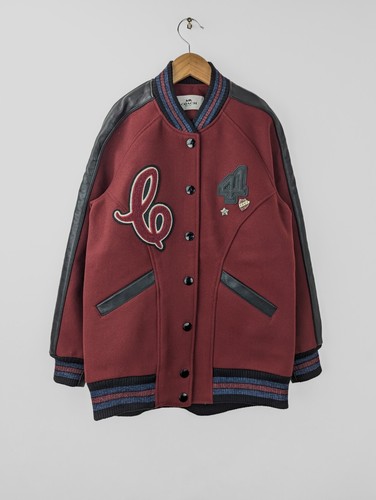 COACH 1941 Giacca Varsity Donna Taglia S (oversize) Fidanzato Cappotto Rosso Borgogna