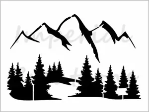 Bergwald Schablone Bäume Landschaftsdesign 8,5"" x 11"" Mehrwegblatt S703 - Bild 1 von 2