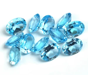 AAA++ Quality Sky Blue Topaz 8x10mm Oval Faceted Gemstones | Natural - Picture 1 of 4