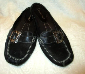 Trampas desnudas ~ Mocasines sin cordones de cuero para dama ~ Talla 7,5 M ~ Pixie ~ Usados - Imagen 1 de 10